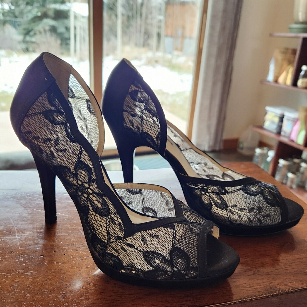 Elegant Black Lace Stiletto Heels